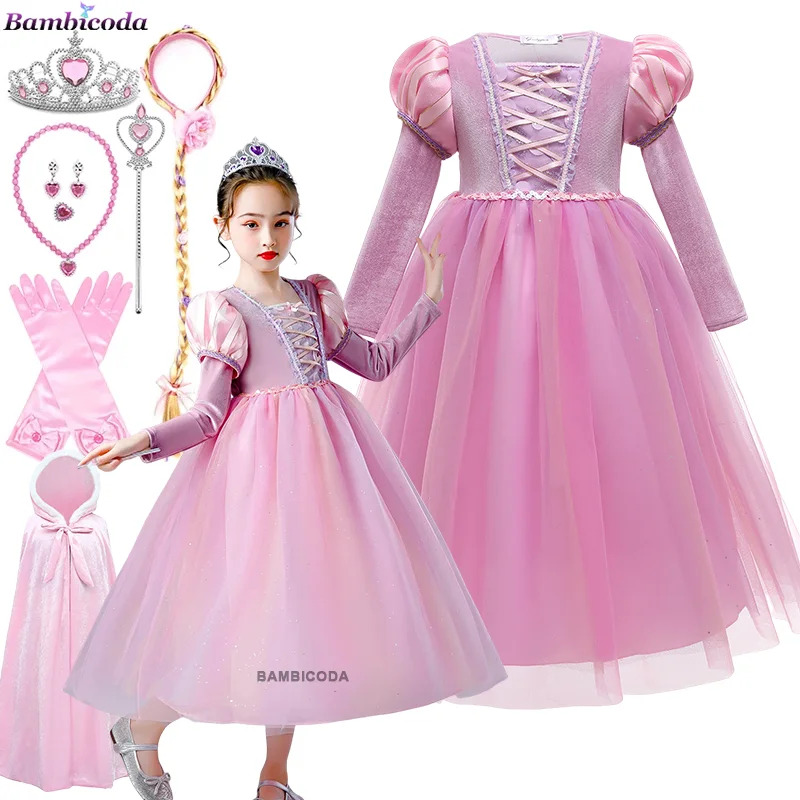 Anime Cosplay Youtube Shorts - Rapunzel Prinses Jurk Meisje Mantel Kapmantel