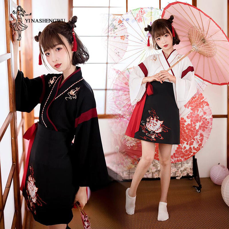 Demon Slayer Haori - Japanse Jurk Kimono Vrouw Zwart Wit