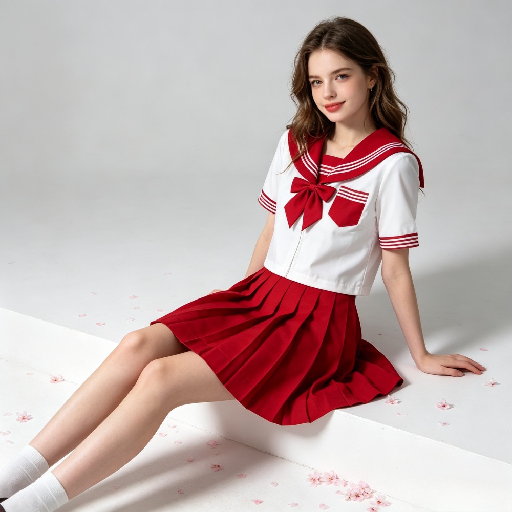 Cosplay Anime Basic - Schooluniform Basic Nieuw Japans rood JK-matrozenpak