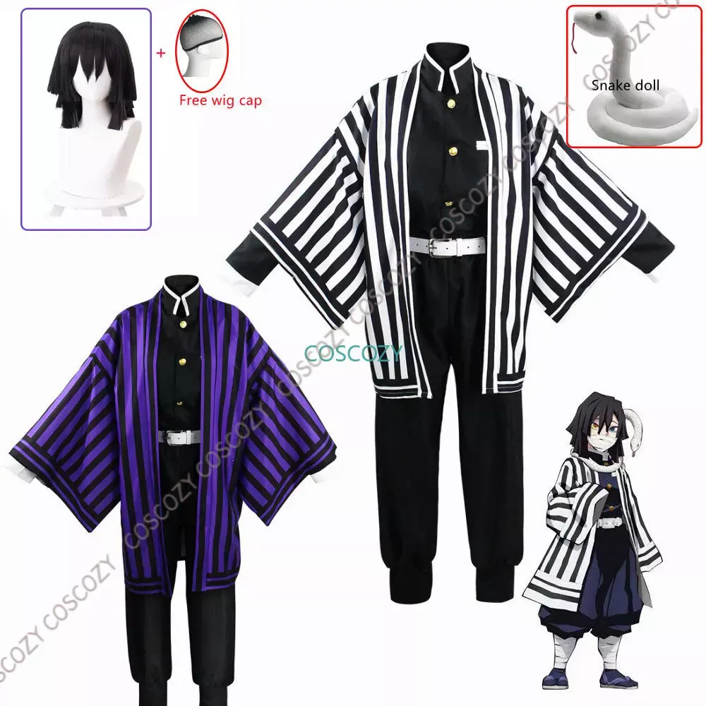 Demon Slayer Haori - Paars/Zwart Iguro Obanai Cosplay Anime Demon