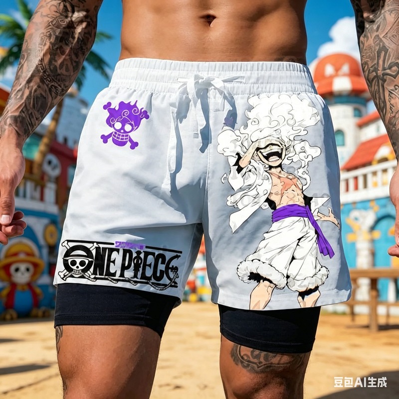 One Piece Straw Hat - One Piece Anime Witte Dubbellaagse Running
